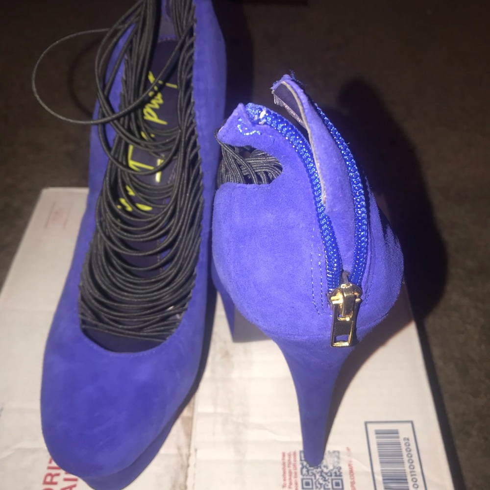 London trash blue suede heels.  Size10